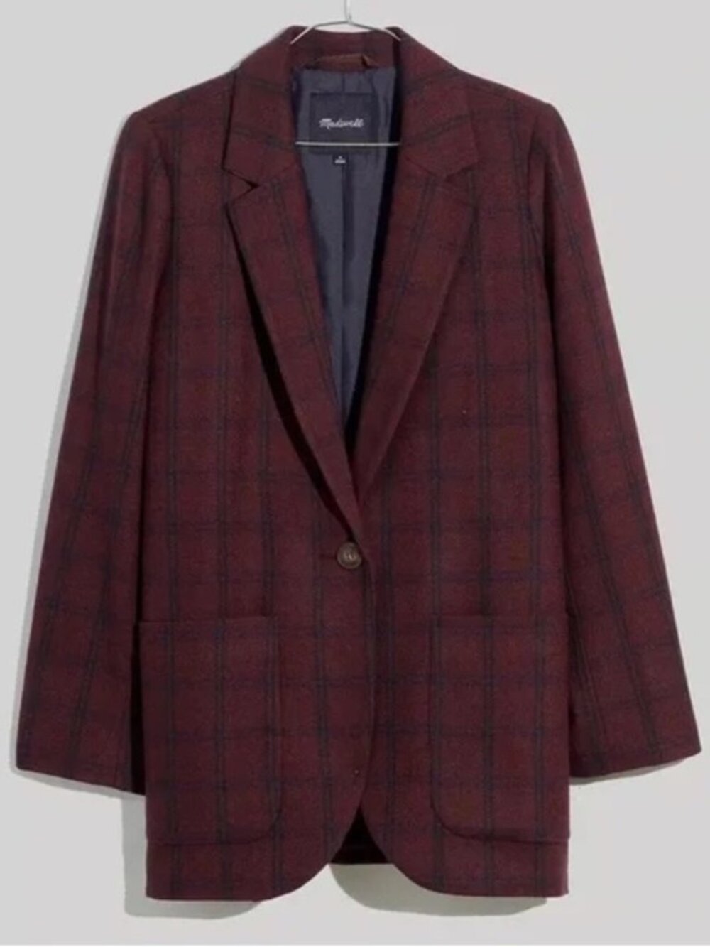 Madewell Larson Blazer in Windowpane Spiced Raisin - Size M